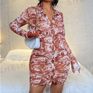 Brown and white Dress